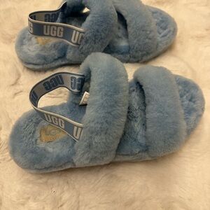 UGG Fluffy Sky Blue Sandals